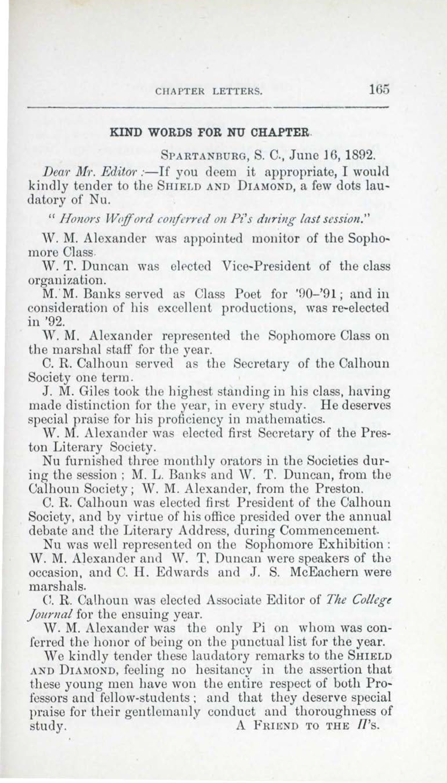 Kind Words For Nu Chapter